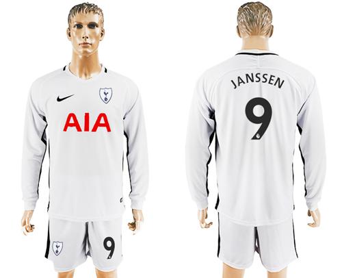 Tottenham Hotspur #9 Janssen Home Long Sleeves Soccer Club Jersey